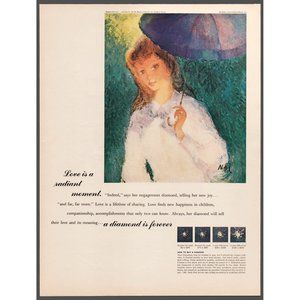 1967 DeBeers Diamond is Forever Vintage Print Ad Painting Gustave Nebel Wall Art